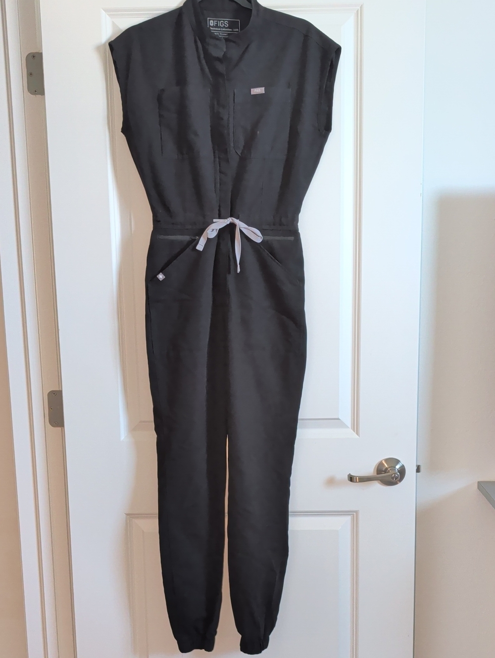 FIGS Black Drawstring Utility Jumpsuit XXS